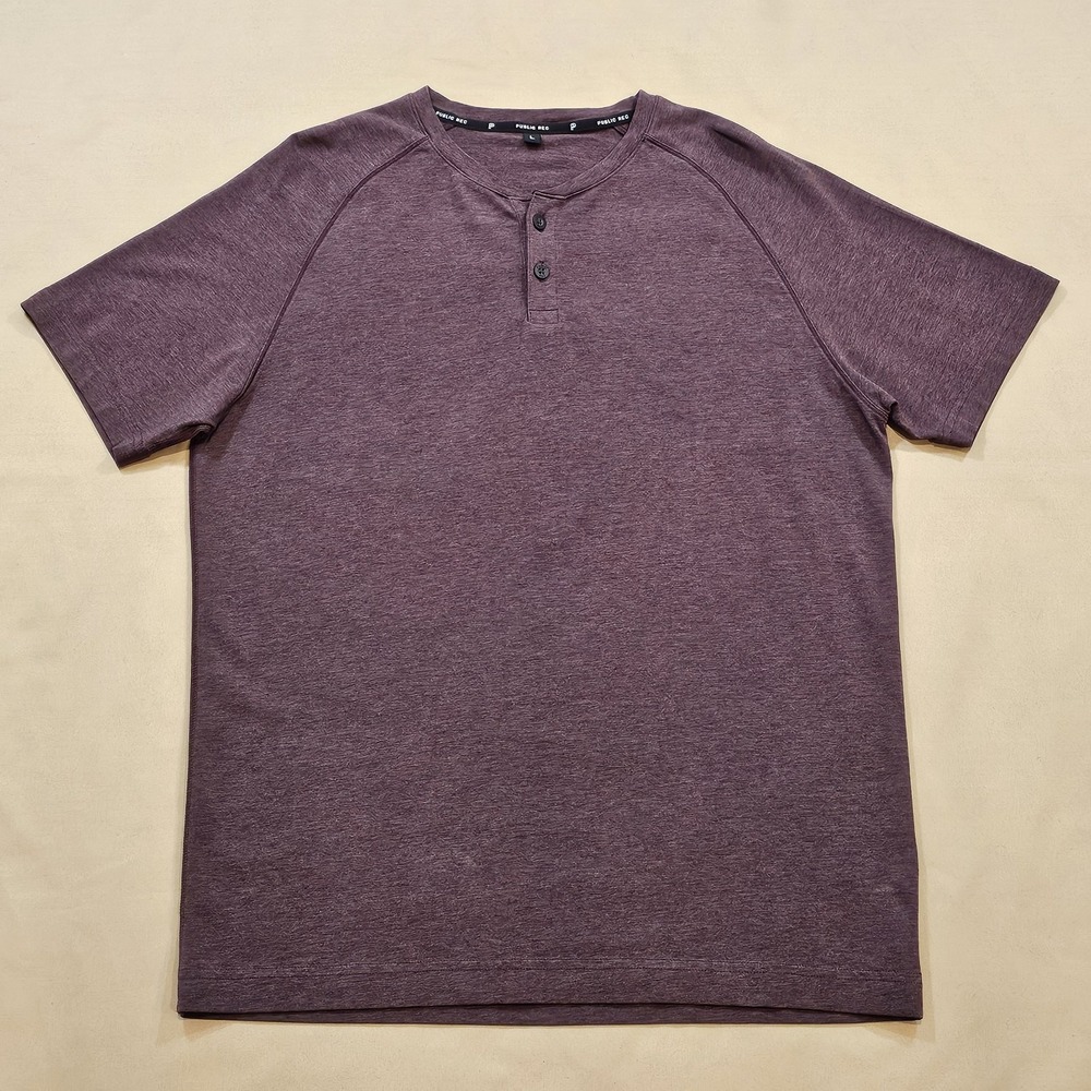 Public Rec Shirt Go-To Henley Mens L Stretch Tee‎ Short Sleeve Performance